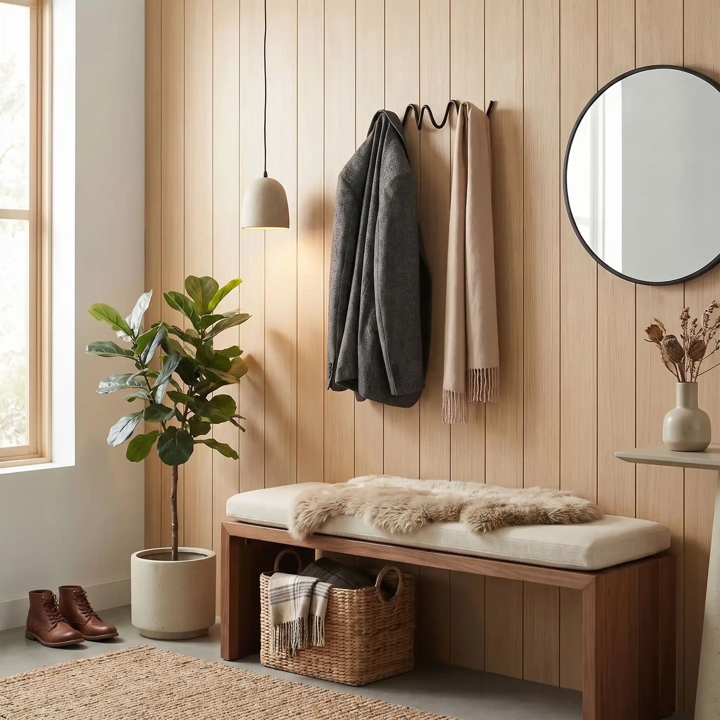Porte‑manteau mural LYKKE™ en métal ondulé, design élégance, vue frontale, présentation d’une unité
