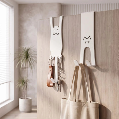 Porte‑manteau de porte LYKKE™ en fer, forme chat design, fixation solide sans perçage, vue latérale