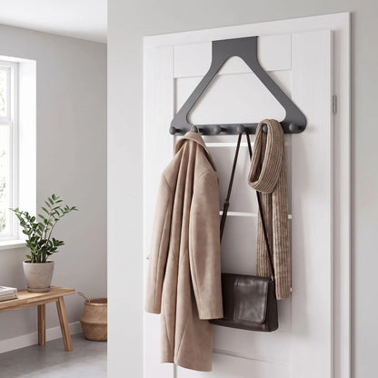 Porte‑manteau de porte LYKKE™ sans perçage, crochets et patères résistants, finition gris anthracite