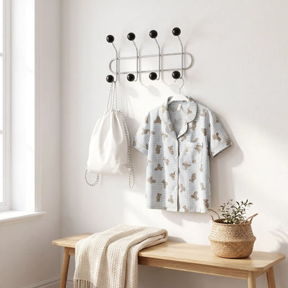 Porte‑manteau mural LYKKE™ vintage noir, crochets doubles robustes, (version 4 crochets doubles)