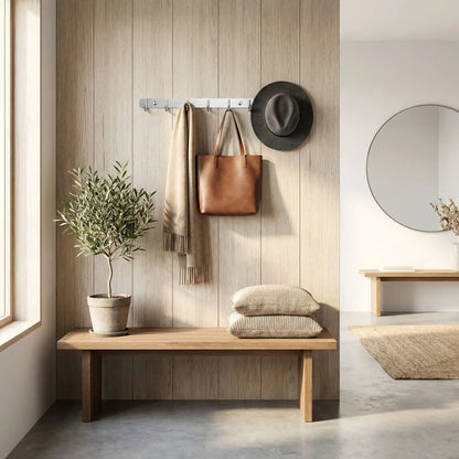 Porte manteau mural avec chapeau et écharpe