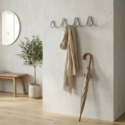 Porte manteau mural design argent Élégance Ondulée