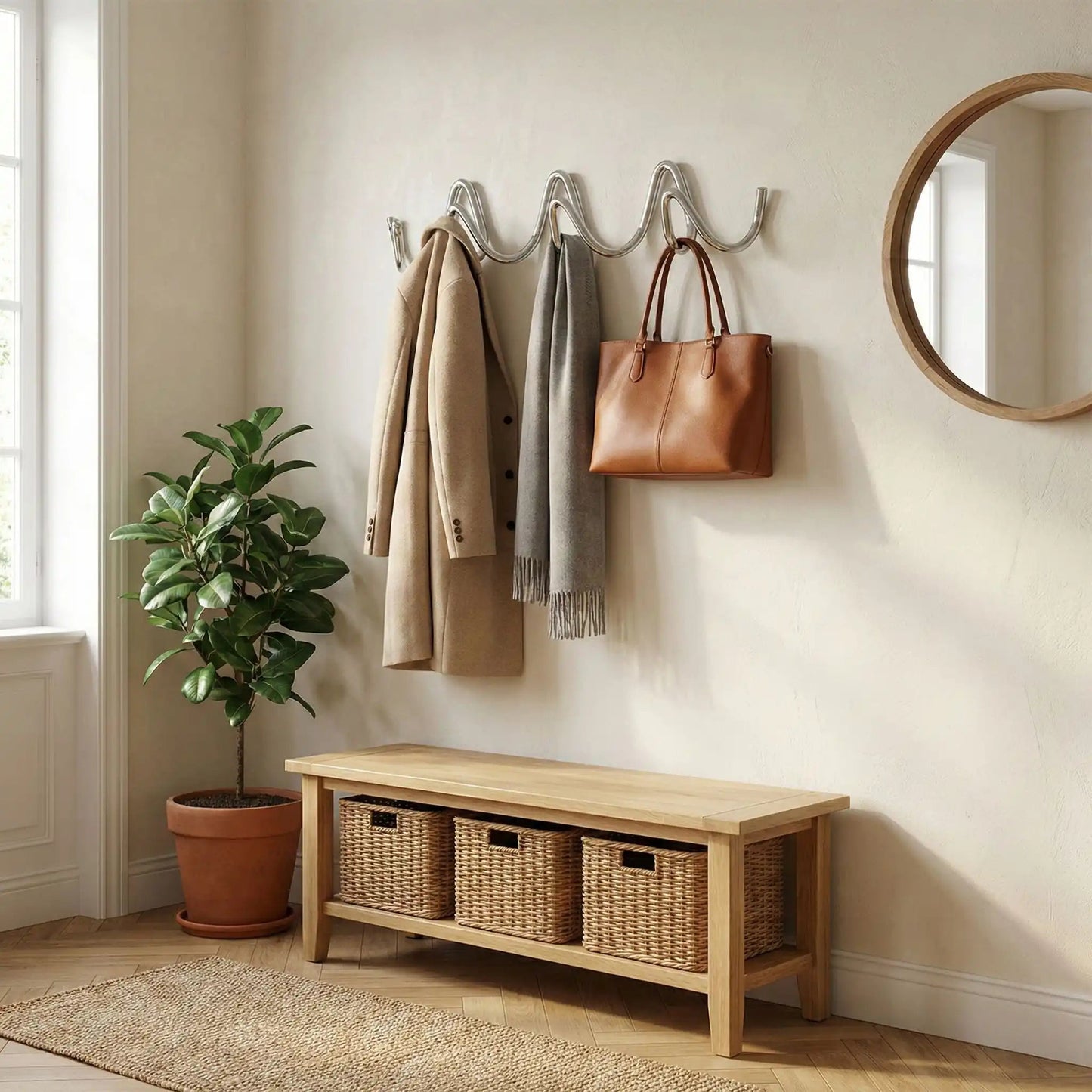Porte-Manteau Mural Design | Élégance Ondulée - Rangement signature