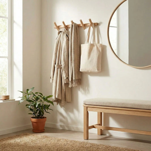 Porte manteau mural en bois avec écharpe Élégance Organique