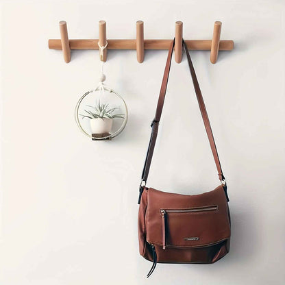 Porte manteau mural en bois avec sac Élégance Organique
