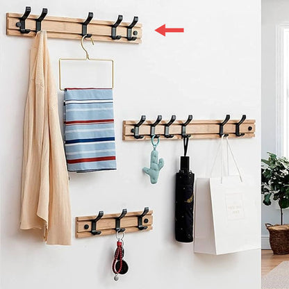 porte manteau mural en bois slidinghook avec articles suspendus