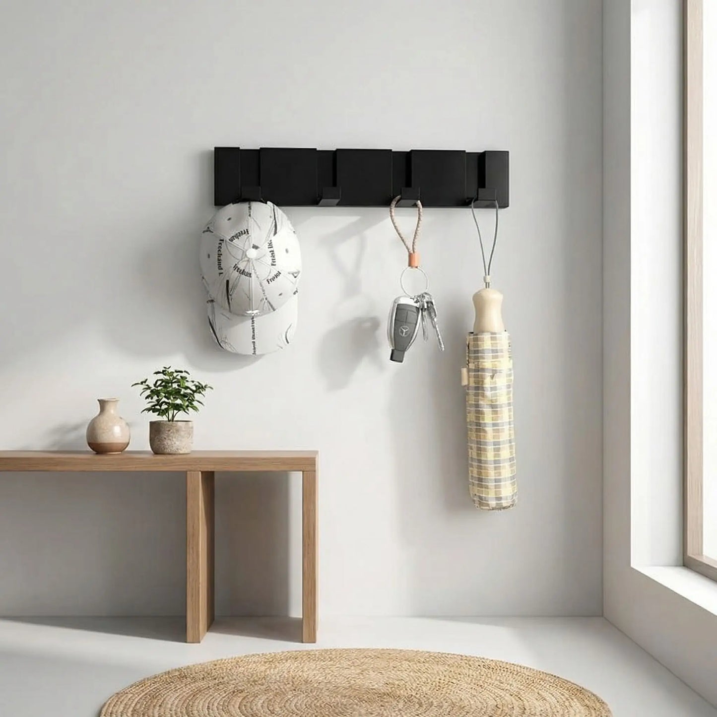 PORTE - MANTEAU MURAL MODERNE | Crochets Pliables Aluminium - Rangement signature