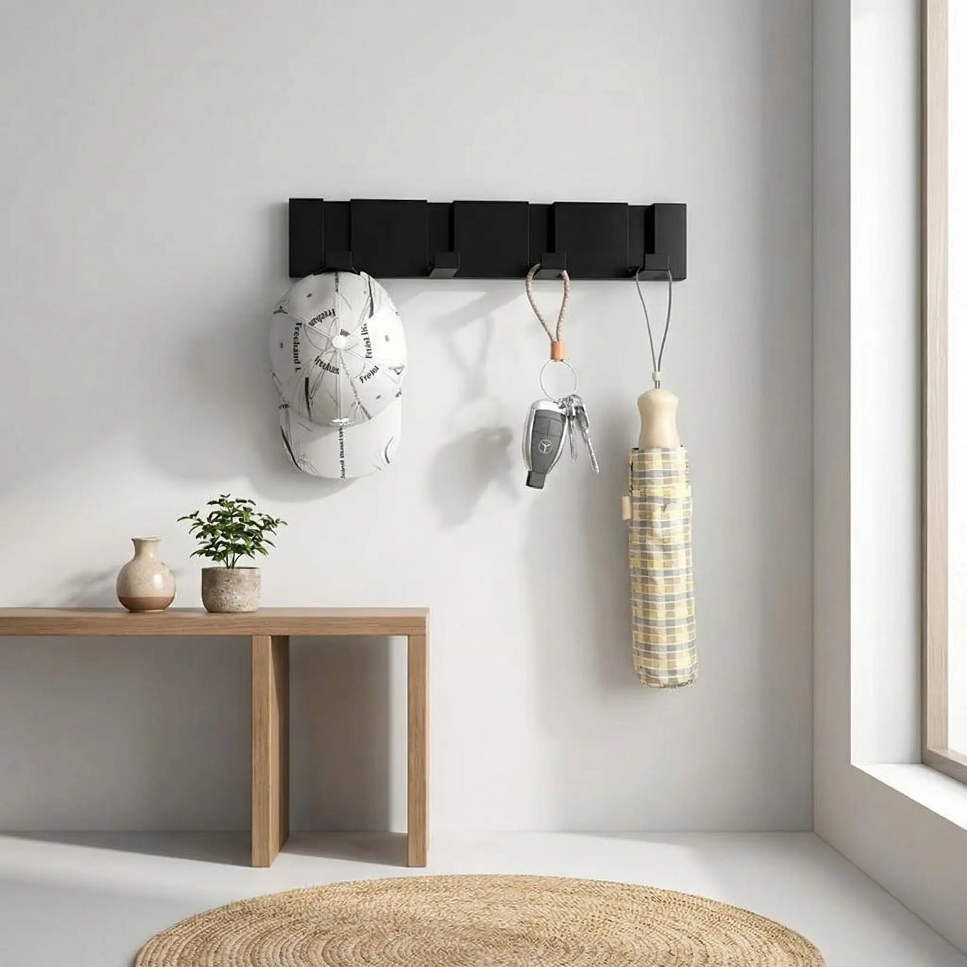 PORTE - MANTEAU MURAL MODERNE | Crochets Pliables Aluminium - Rangement signature