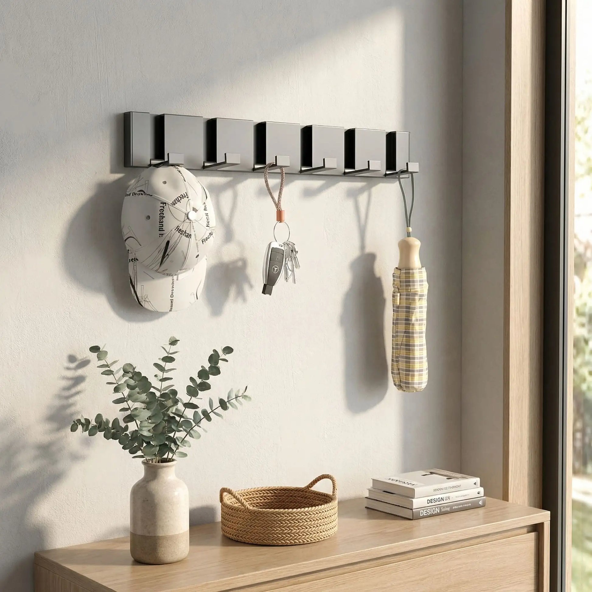 PORTE - MANTEAU MURAL MODERNE | Crochets Pliables Aluminium - Rangement signature