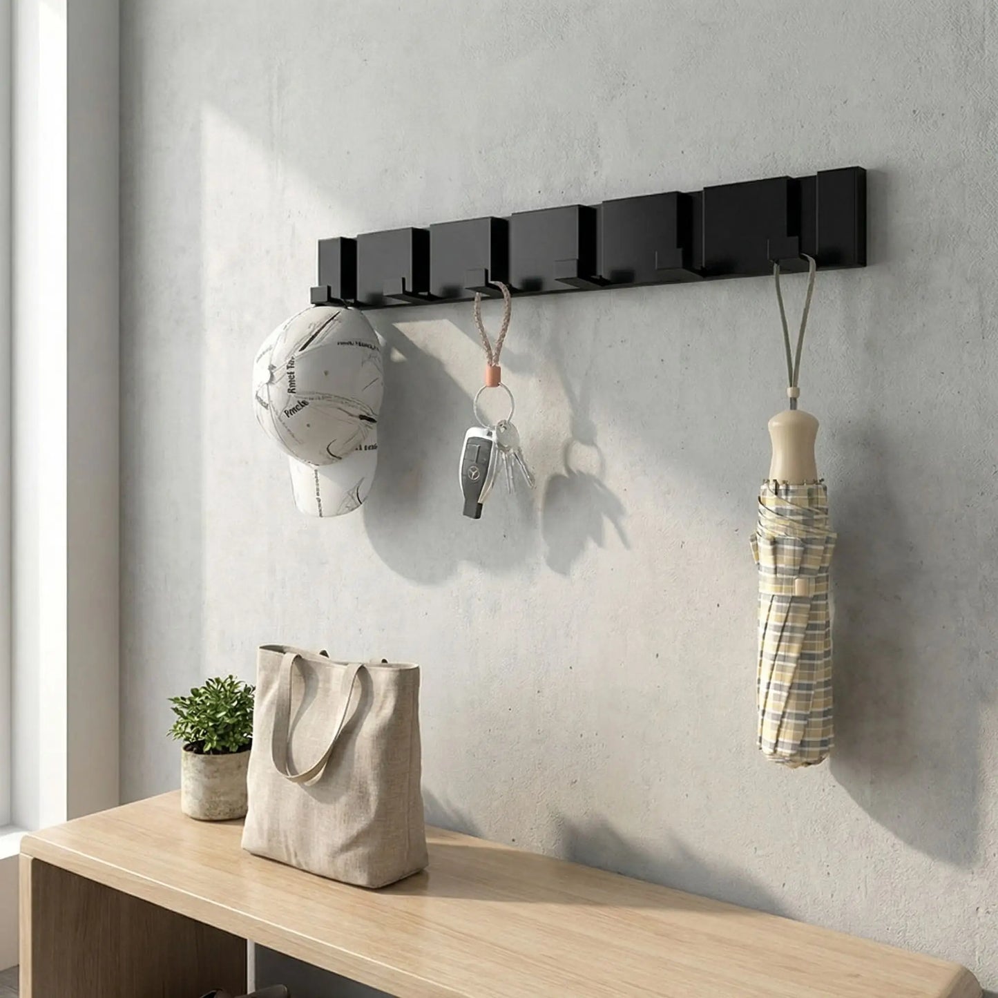 PORTE - MANTEAU MURAL MODERNE | Crochets Pliables Aluminium - Rangement signature