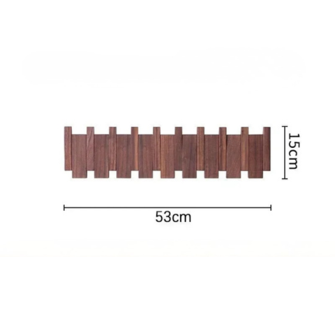 Porte-manteau mural design Modulo™ en bois de noyer massif avec 8 patères rétractables, idéal pour une entrée spacieuse.