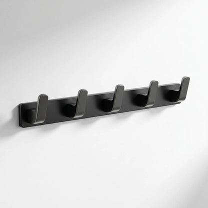 Porte-manteau mural Alumure à 5 crochets en aluminium brossé noir mat, vue de profil sur fond blanc.