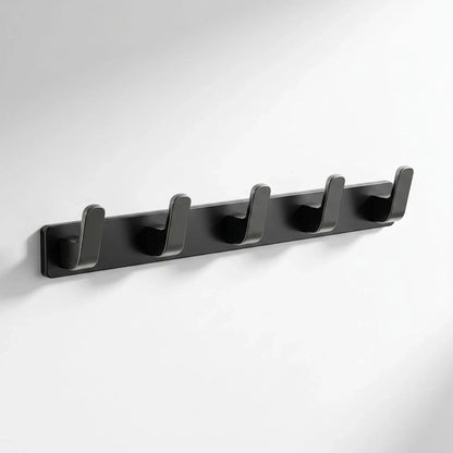 Porte-Manteau Mural | Aluminium Brossé & Fixation Sans Perçage - Alumure™ Porte-manteau mural Rangement signature Noir Mat 5-Crochets 