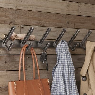 Porte-manteau mural patère en acier inoxydable avec 6 crochets (45cm) 