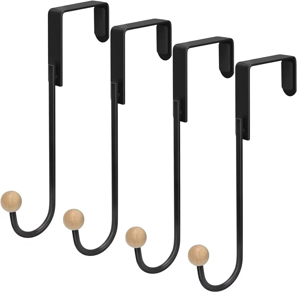 Lot de 4 porte-manteaux de porte noirs