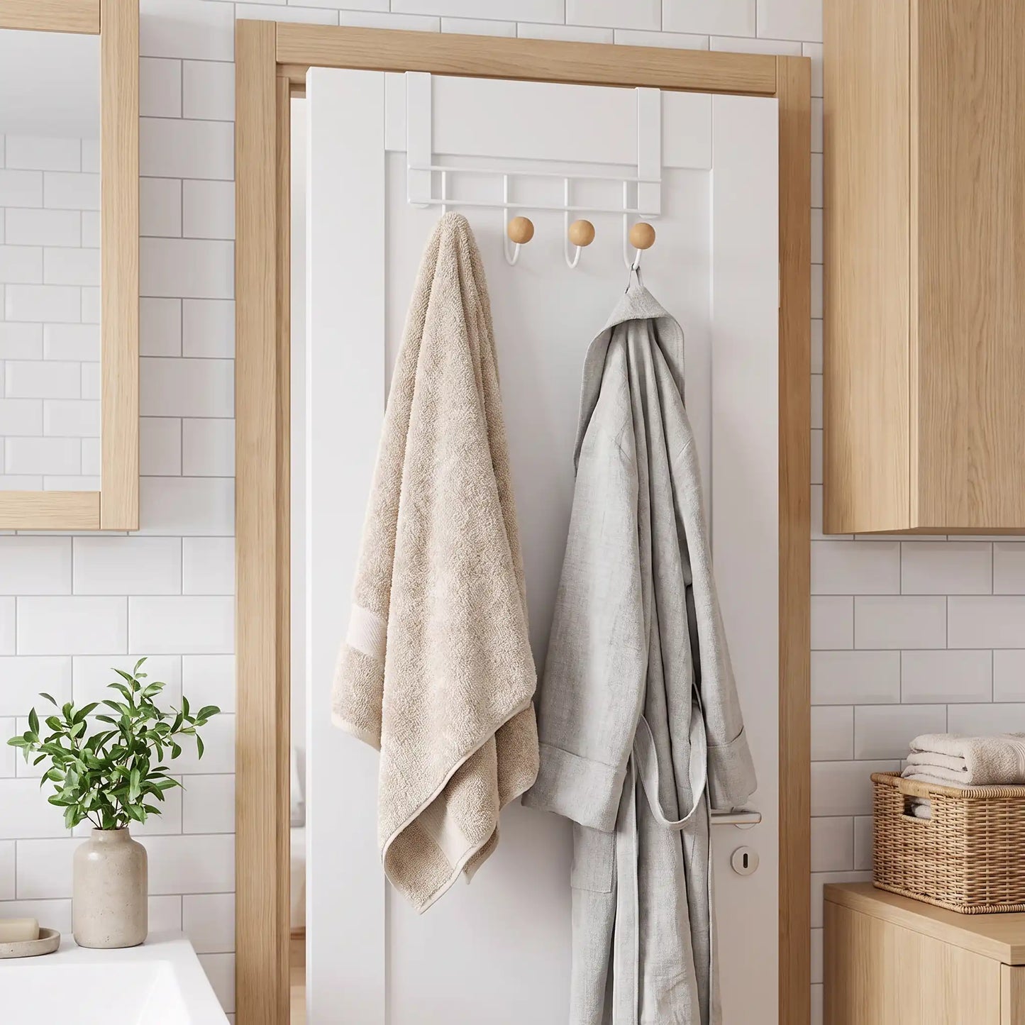 Porte‑manteau porte LYKKE™ métal compact 4 crochets salle de bain