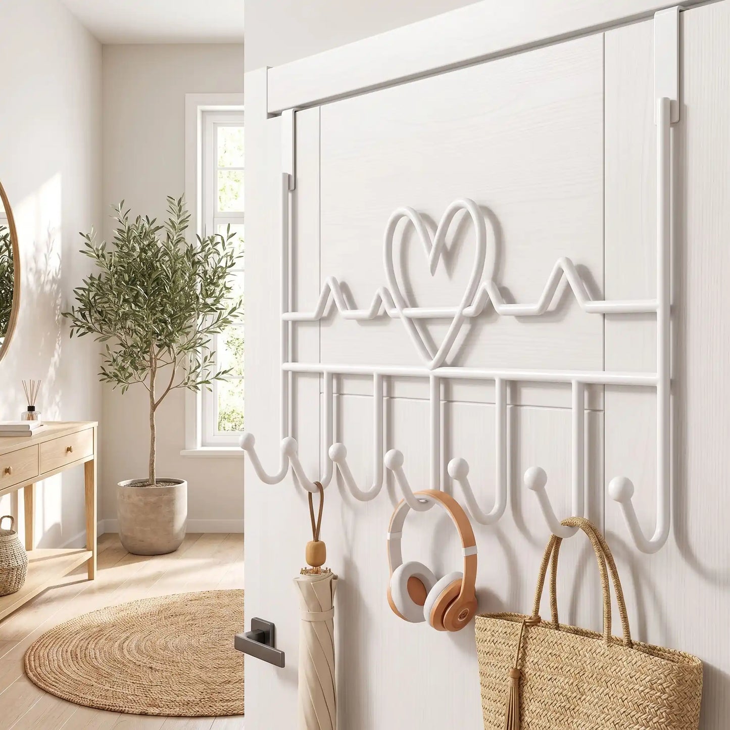 porte manteau porte metal coeur rangement entree