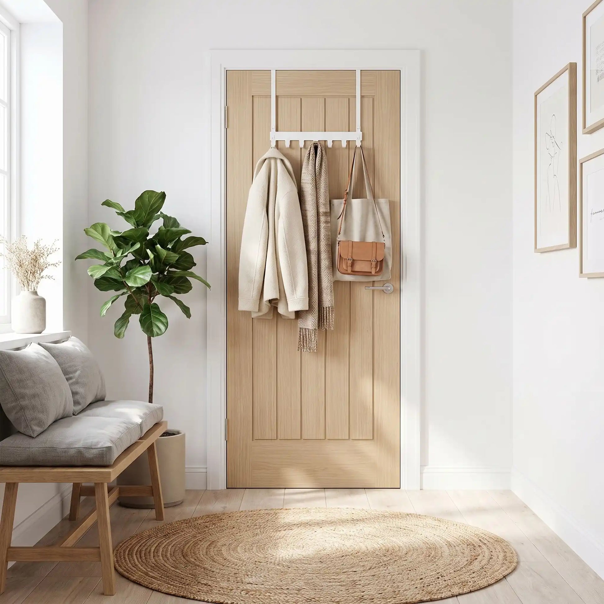 Porte‑manteau porte LYKKE™ robuste, installation sans outil et espace optimisé derrière la porte