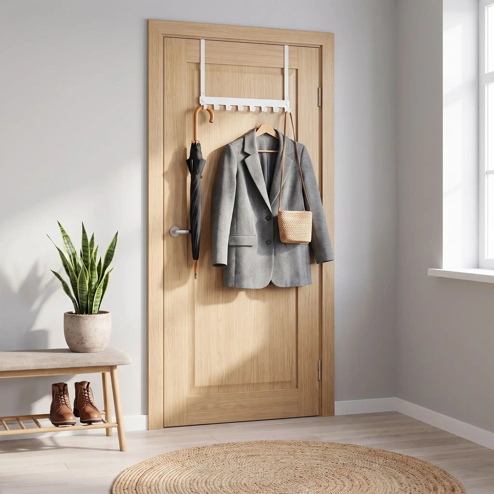 Porte‑manteau porte LYKKE™ solide, fermeture de porte silencieuse et rangement immédiat
