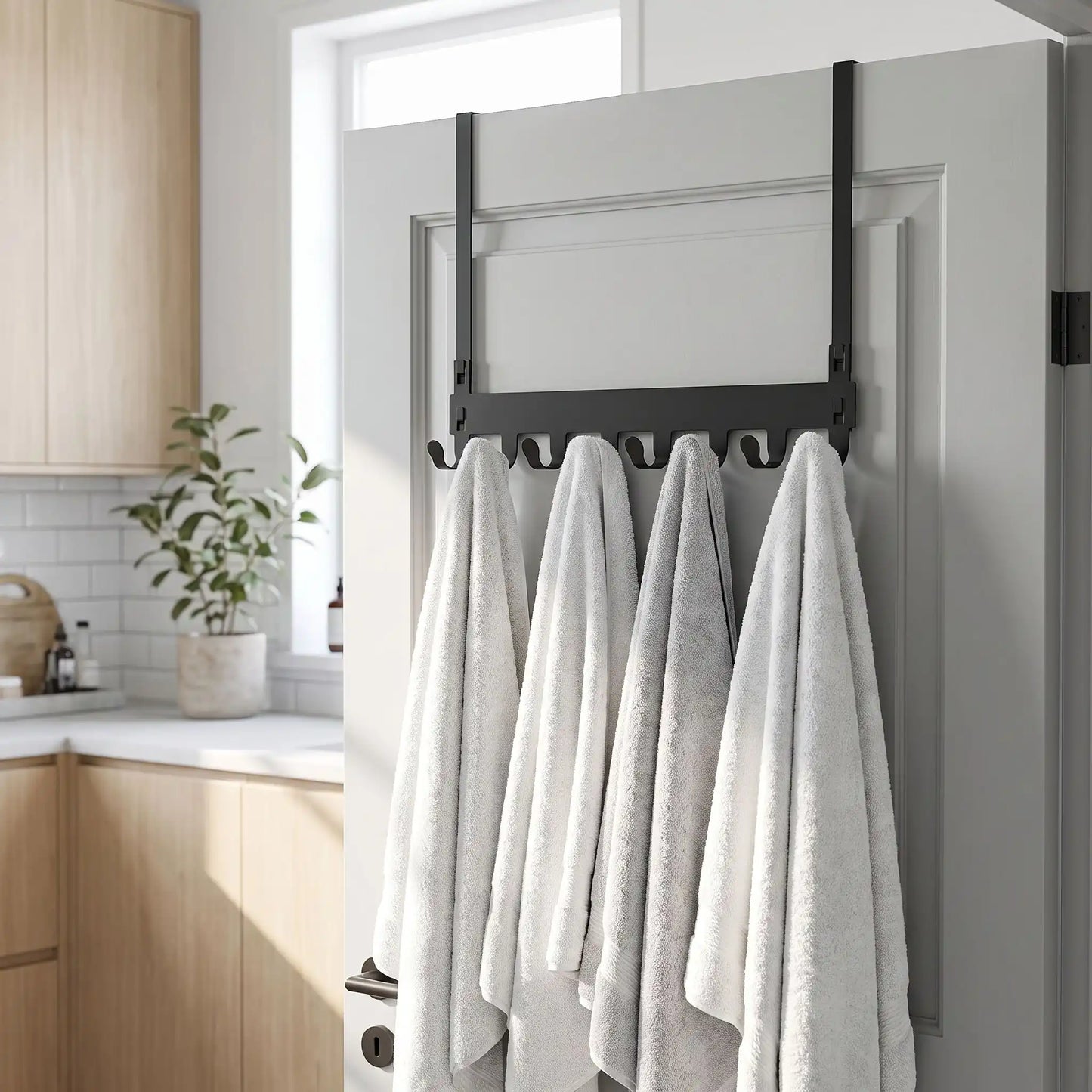 Porte‑manteau porte LYKKE™ en métal, solution sans perçage pour salle de bain