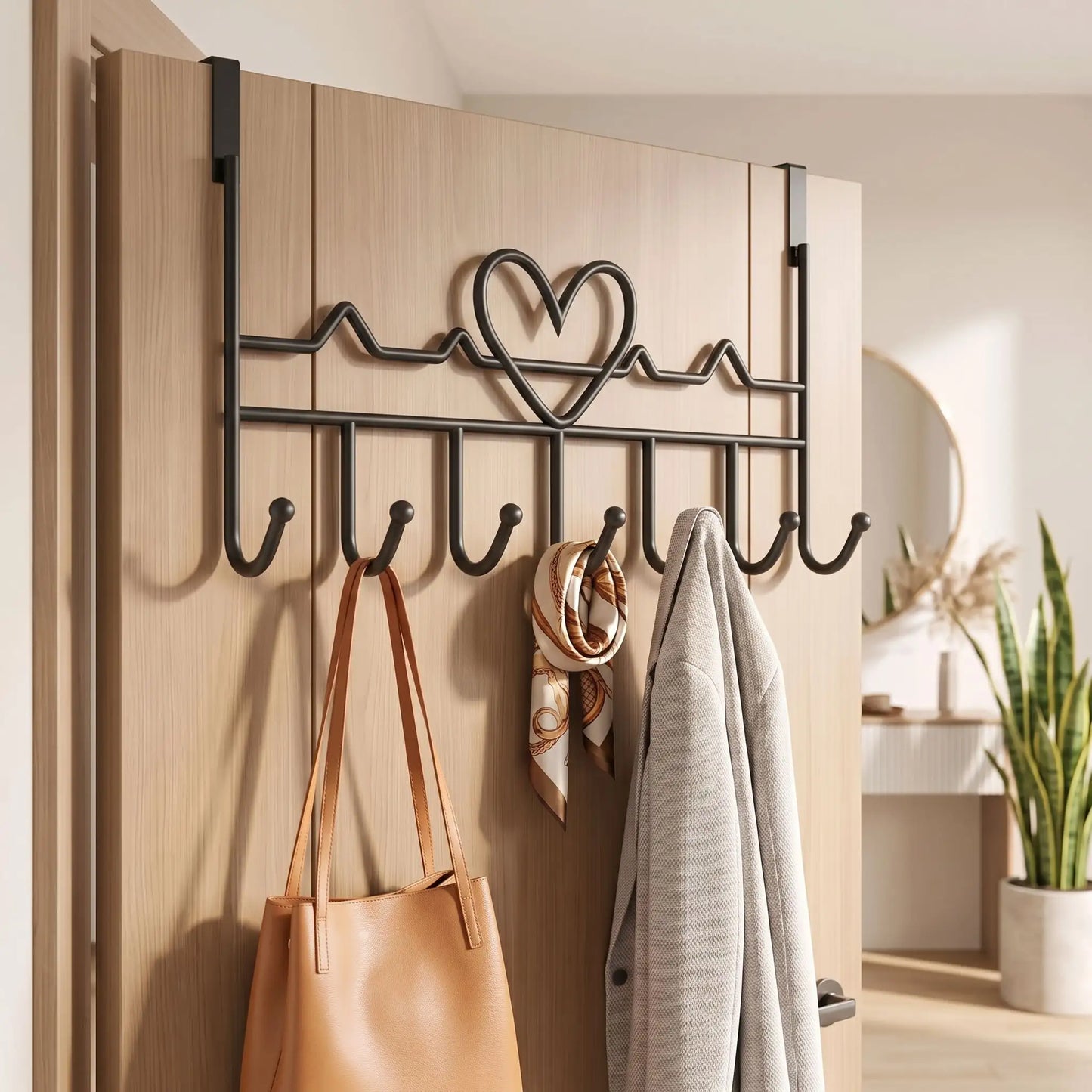 porte manteau porte lykke metal noir design coeur