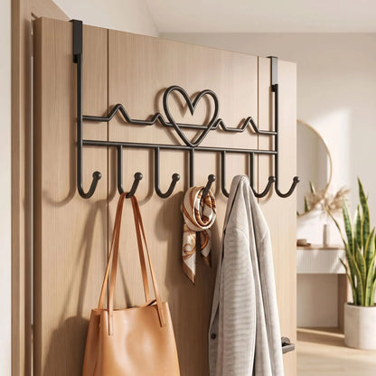porte manteau porte lykke metal noir design coeur