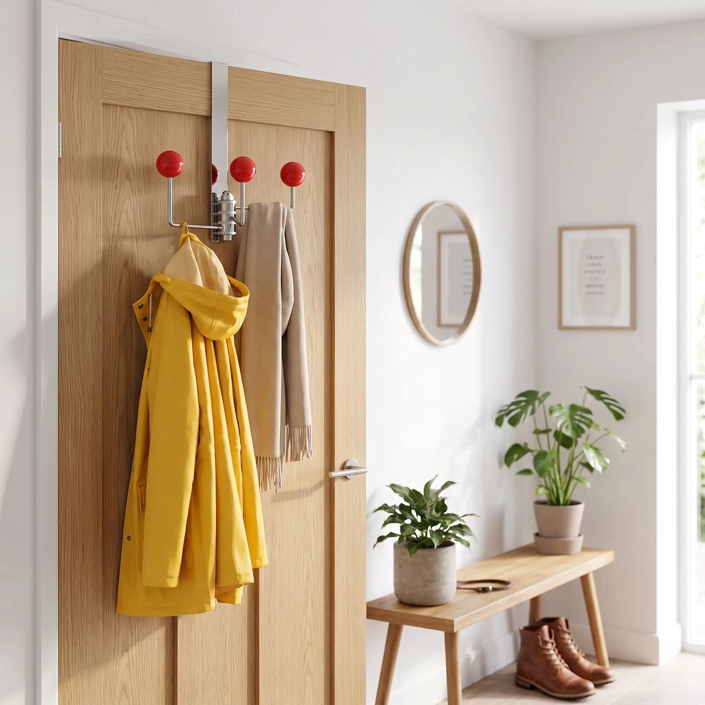 Porte‑manteau de porte rotatif sans perçage en acier au carbone LYKKE™ pour organisation d’entrée