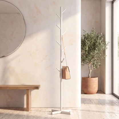 Porte‑manteau sur pied blanc LYKKE en métal, élégance métallique

