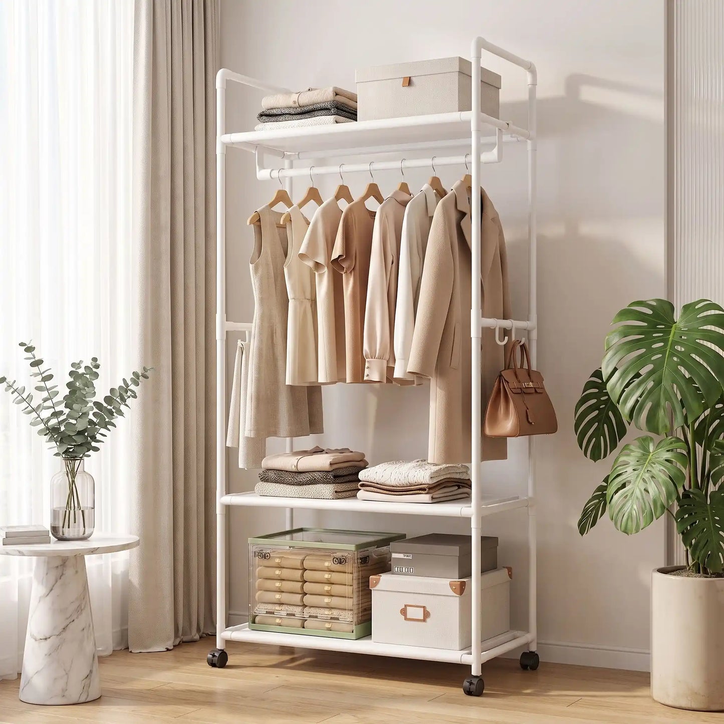 Porte-manteau sur pied métal plastique design mobile pour entrée