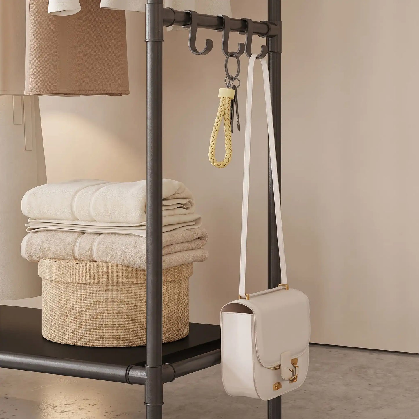 Porte-manteau sur pied métal plastique stable pour manteaux