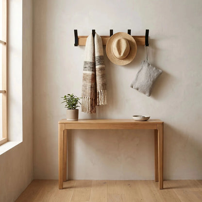 Porte‑Manteau Bois Mural | Étagère & Crochets Mobiles MobileHook™ Porte-manteau mural Rangement signature 