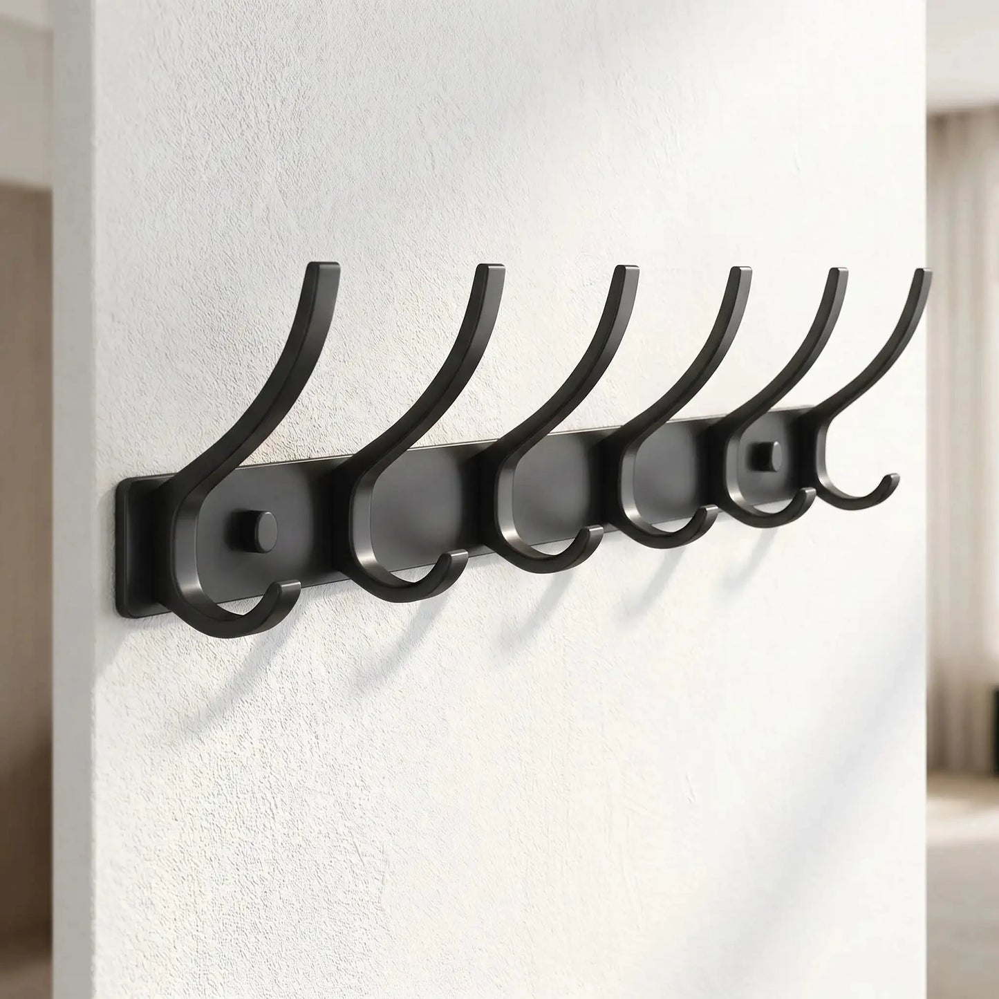 Porte‑Manteau Mural | Aluminium Noir Haute Résistance Alumine™ Porte-manteau mural Rangement signature 6-crochets 