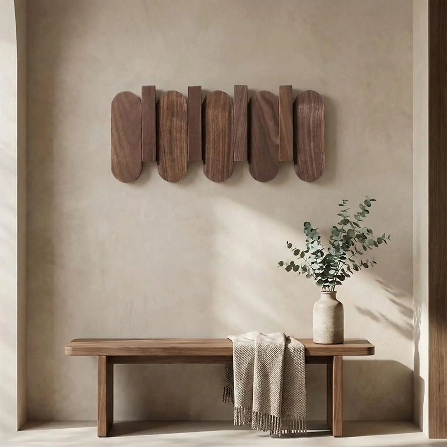 Porte‑Manteau Mural Bois | Noyer à Crochets Rabattables - Rangement signature