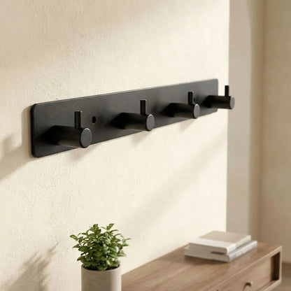 Porte‑Manteau Mural | Noir Mat Sans Perçage Porte-manteau mural Rangement signature 4 Crochets (28.4 cm) 