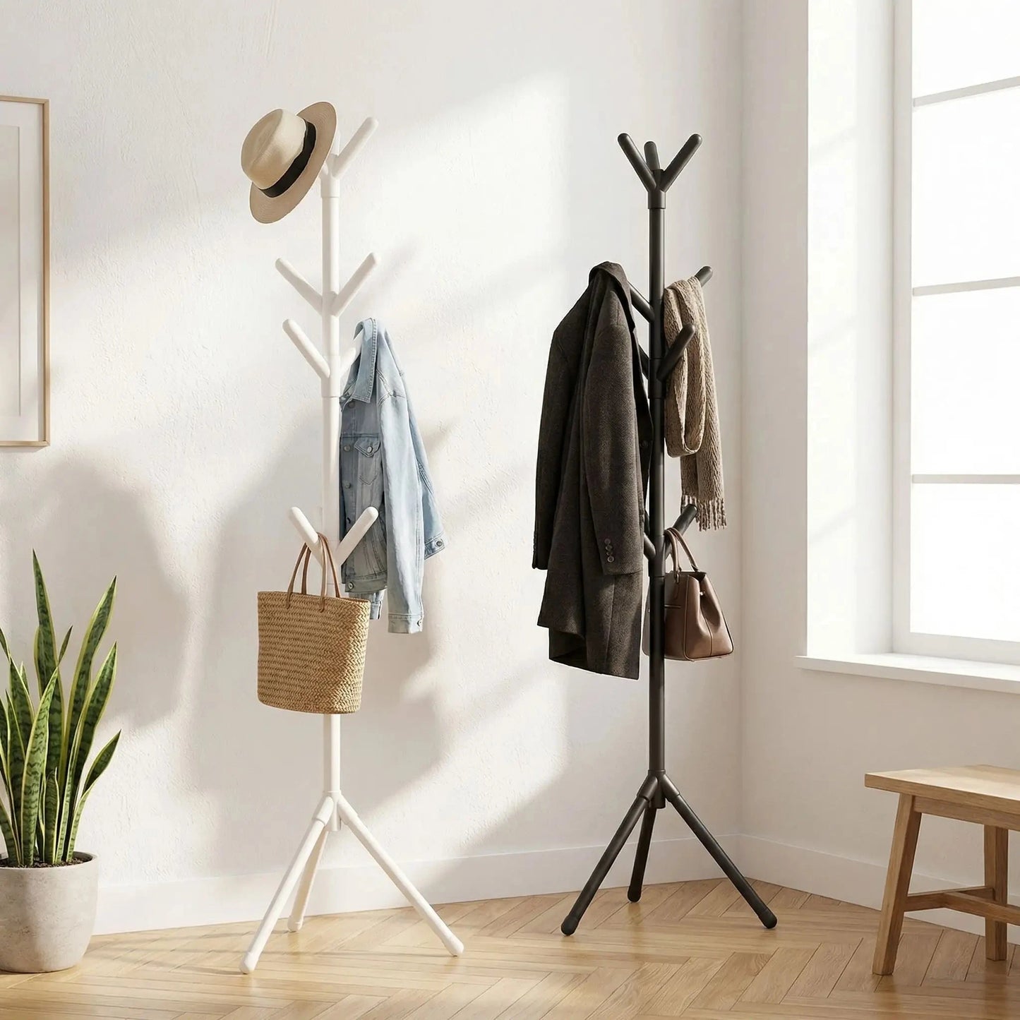 Porte‑Manteau sur Pied | Design Branche PlastiCoat™ Porte-manteau sur pied Rangement signature 