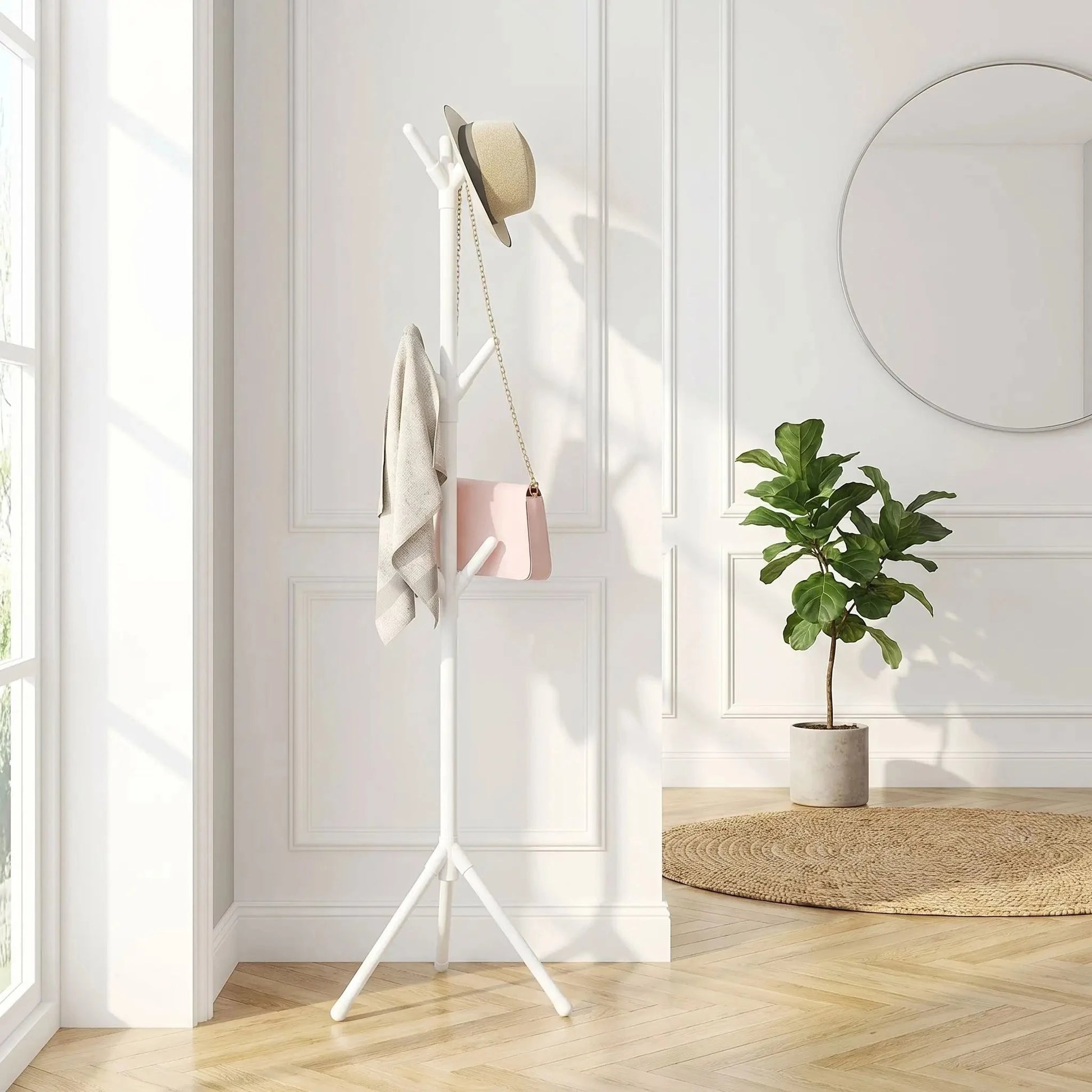 Porte‑Manteau sur Pied | Design Branche PlastiCoat™ Porte-manteau sur pied Rangement signature Blanc laqué 