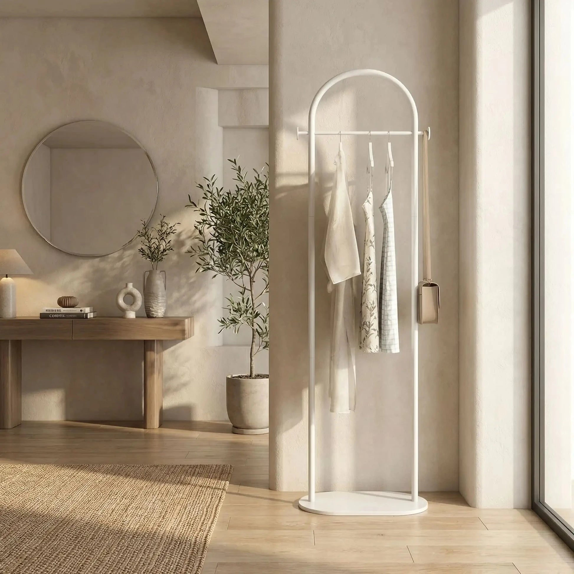 Porte‑Manteau sur Pied | Design Soma Métal Robuste Porte-manteau sur pied Rangement signature Blanc 