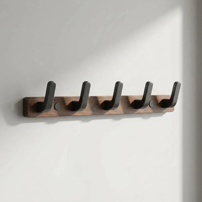 Porte‑Manteaux Mural | Bambou Nan™ Design & Robuste Porte-manteau mural Rangement signature Noyer Profond 5 crochets (45 cm) 