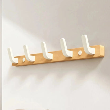 Porte‑Manteaux Mural | Bambou Nan™ Design & Robuste Porte-manteau mural Rangement signature Blanc Épuré 5 crochets (45 cm) 