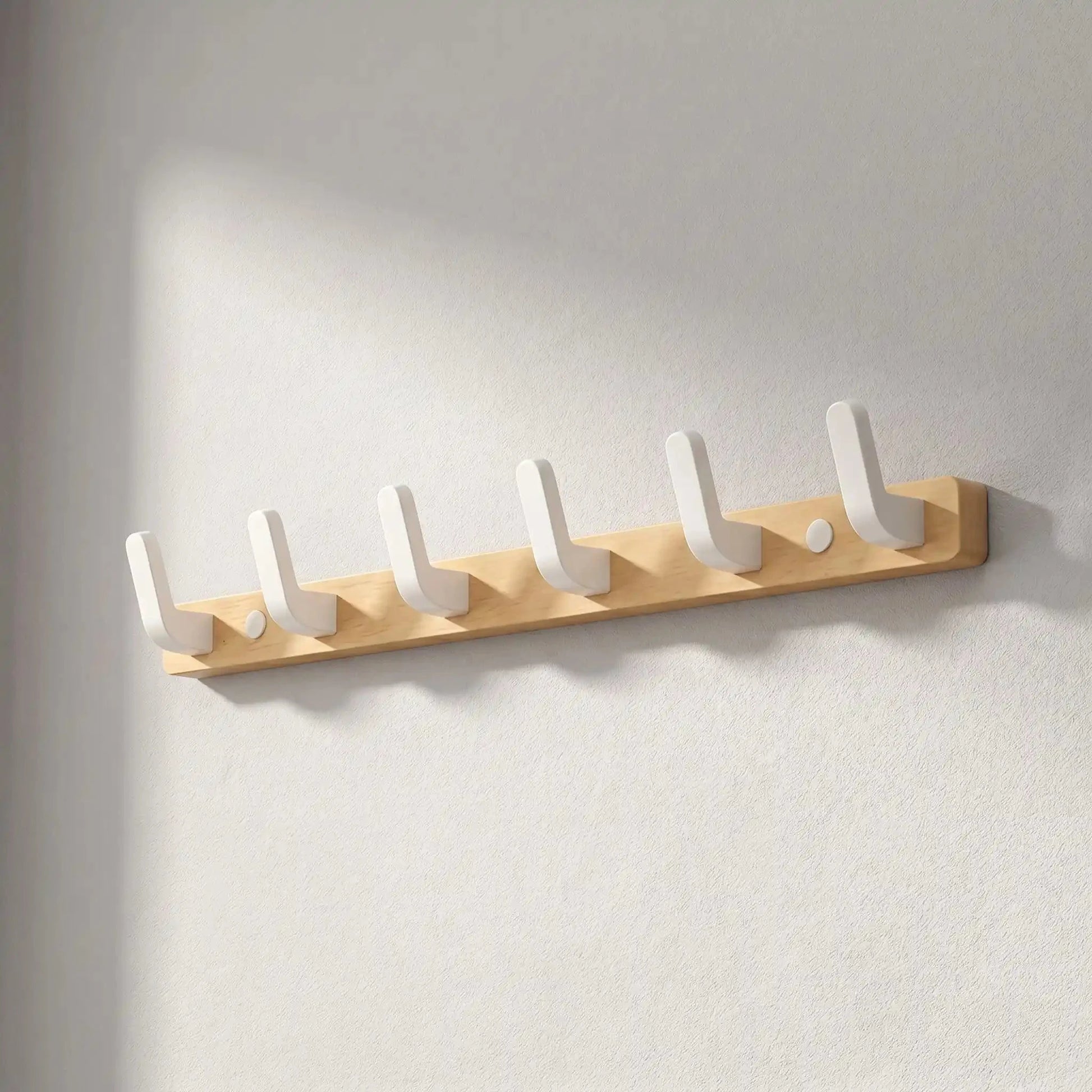Porte‑Manteaux Mural | Bambou Nan™ Design & Robuste Porte-manteau mural Rangement signature Blanc Épuré 6 crochets (55 cm) 