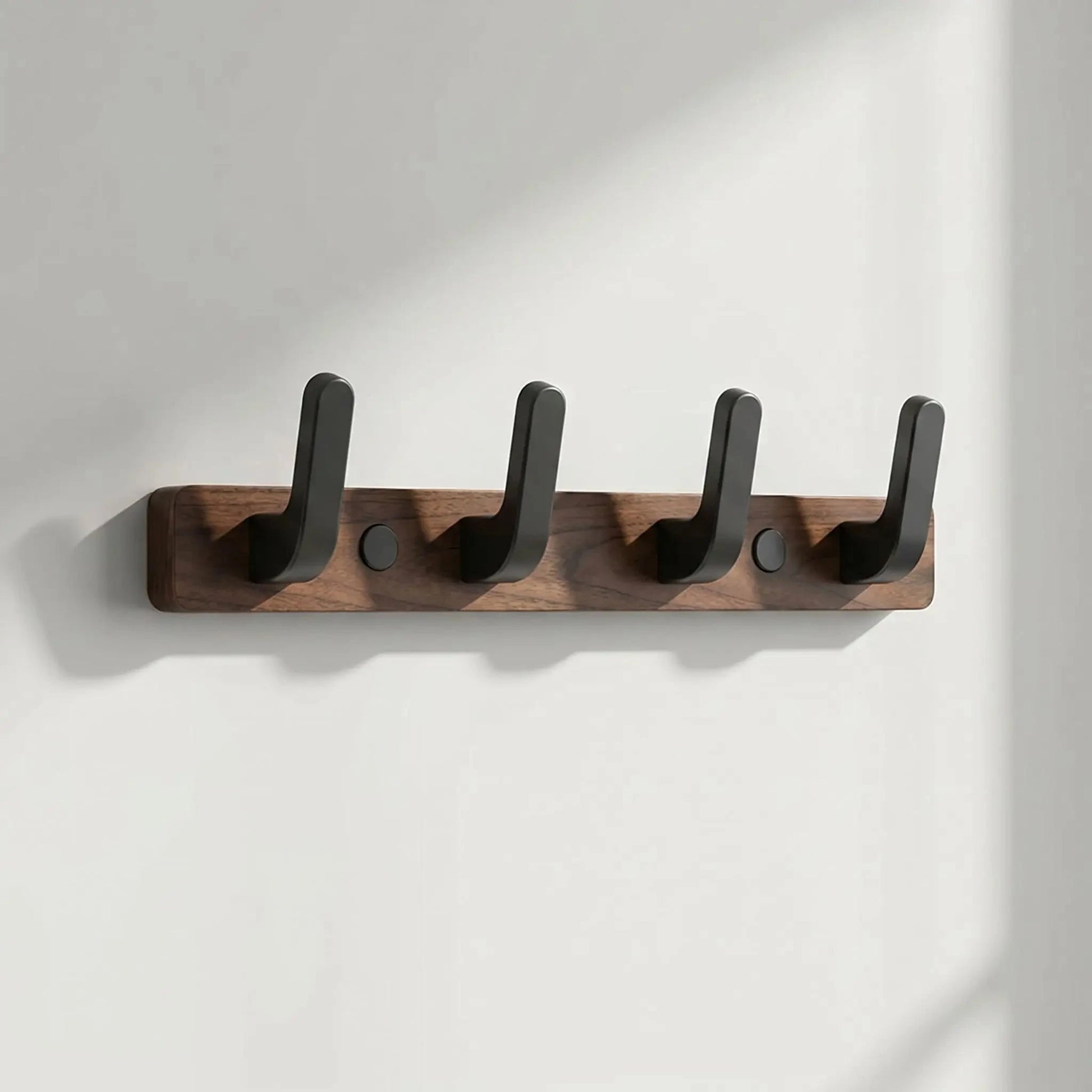 Porte‑Manteaux Mural | Bambou Nan™ Design & Robuste Porte-manteau mural Rangement signature Noyer Profond 4 crochets (35 cm) 