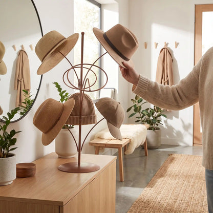 Présentoir à casquettes LYKKE™ détail métal vertical 5 places