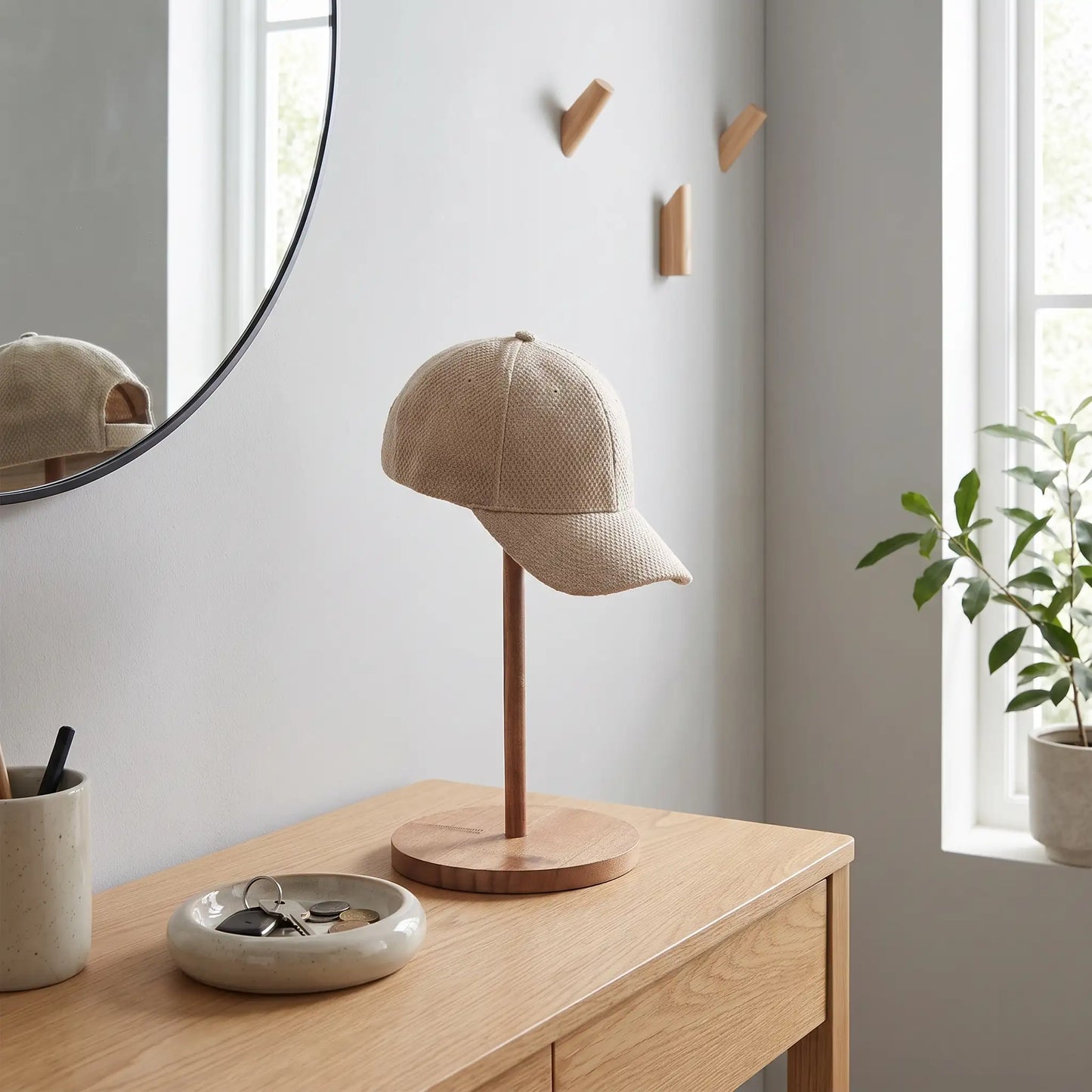 Présentoir à casquette SKOG™ en bois naturel au design épuré