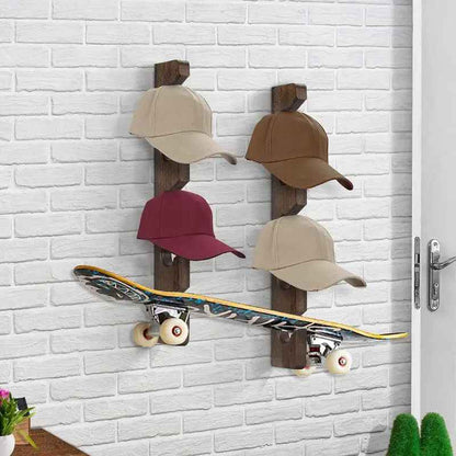 RANGE CASQUETTE MURAL | Bois 5 Supports - Rangement signature