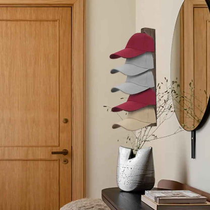 RANGE CASQUETTE MURAL | Bois 5 Supports - Rangement signature