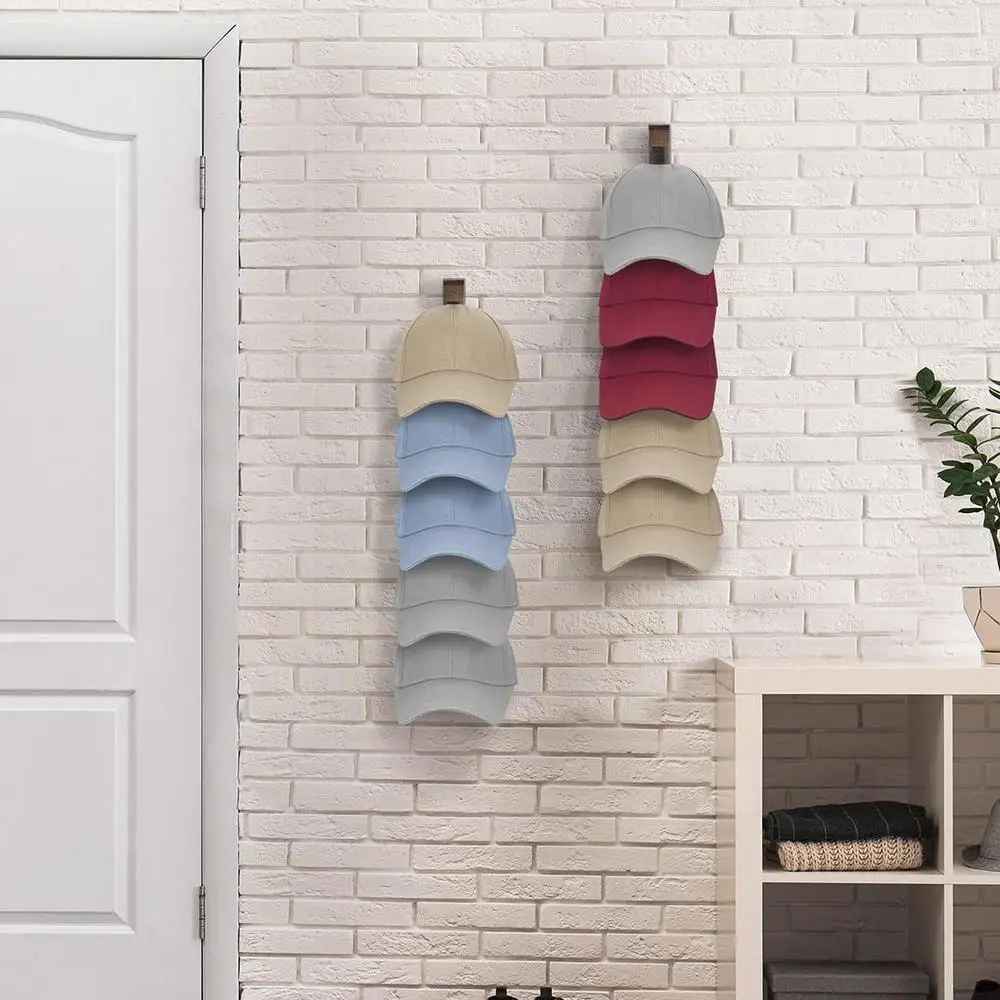 RANGE CASQUETTE MURAL | Bois 5 Supports - Rangement signature