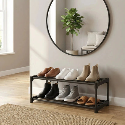 Range Chaussure | Modèle Compact 6 Paires Gain de Place Étagère à chaussures Rangement signature Noir 