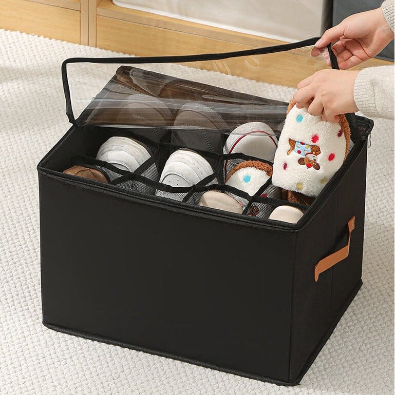 Range Chaussures | Boîte Modulable & Empilable - ShoeBox Organisateur de chaussures Rangement signature Noir élégant 
