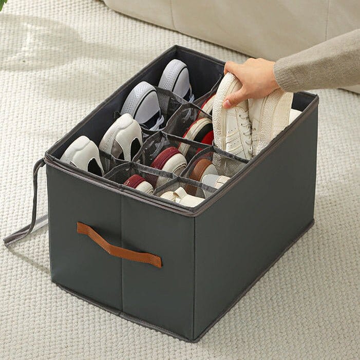 Range Chaussures | Boîte Modulable & Empilable - ShoeBox Organisateur de chaussures Rangement signature Gris moderne 