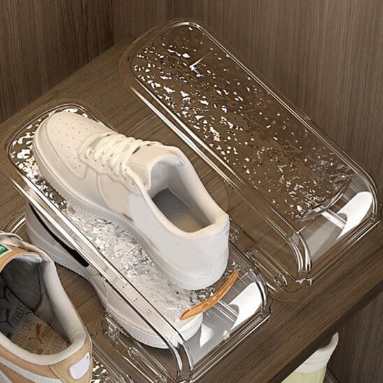 Range Chaussures | Empilable Acrylique Transparent (Lot de 2) Organisateur de chaussures Rangement signature 